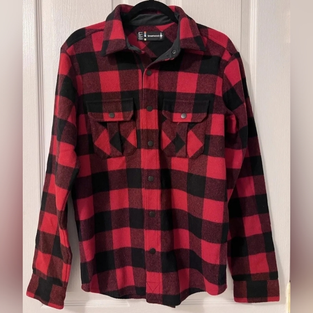 Smartwool Men's Anchor Line Shirt Jacket Red Black Small Plaid Excellent